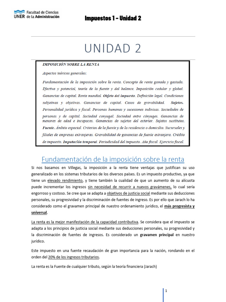 Fundamentos del Impuesto a la Renta | PDF | Impuestos | Impuesto sobre ...