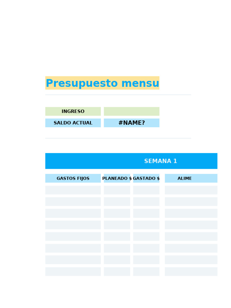 Plantilla de Presupuesto Mensual | PDF