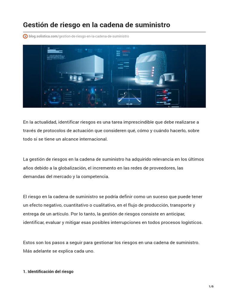 Gestión de Riesgo en La Cadena de Suministro | PDF | Riesgo | Cadena de ...