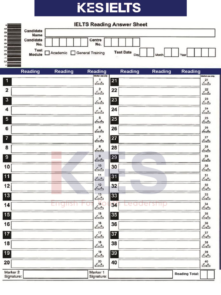 Answer Sheet IKES Reading | PDF