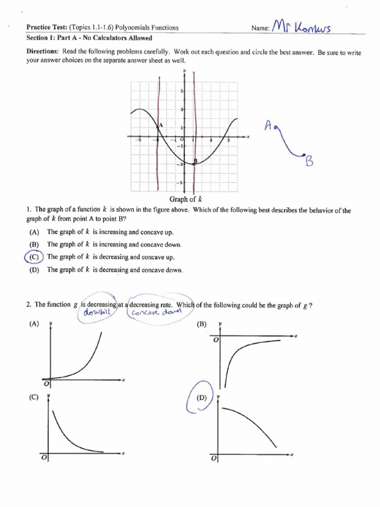 1.1 1.6 Practice Test Answer Key.pdf | PDF | Function (Mathematics ...