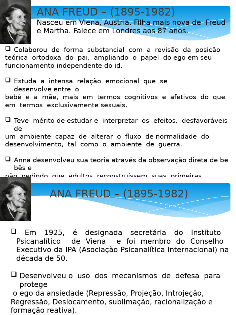 Teorias de Anna Freud e Melanie Klein | PDF | Psicanálise | Sigmund Freud