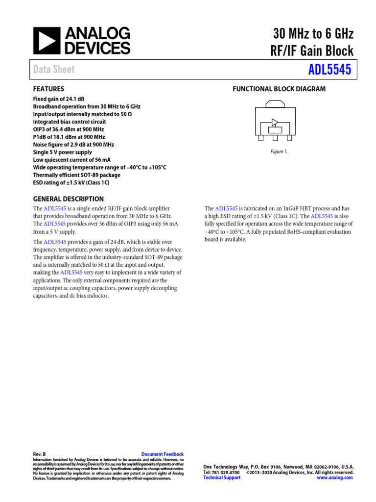 ADL5545 | PDF | Amplifier | Power Supply