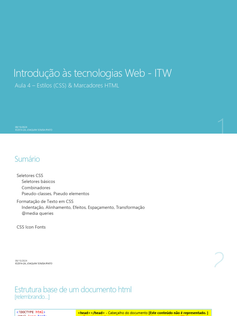 Estilos CSS e Estruturas HTML Básicas | PDF | Html | Elemento HTML