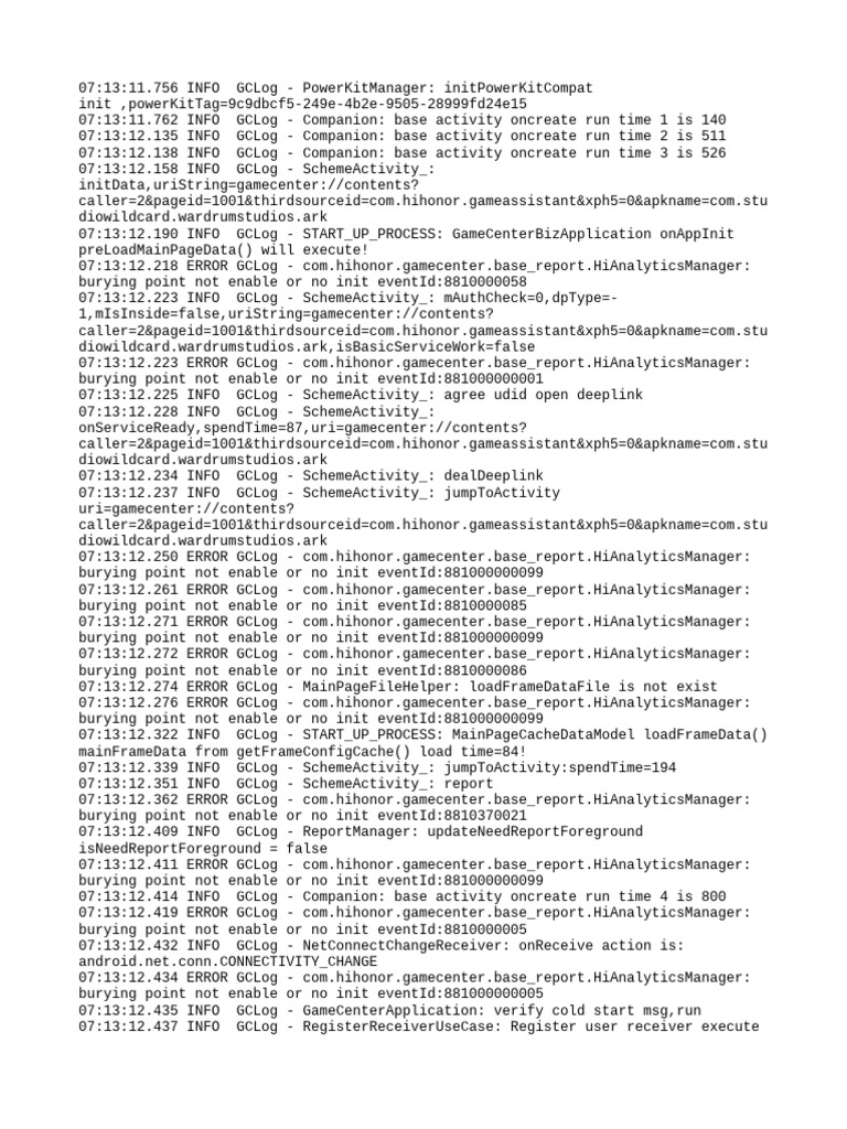 GameCenter App Initialization Log | PDF | Software | World Wide Web