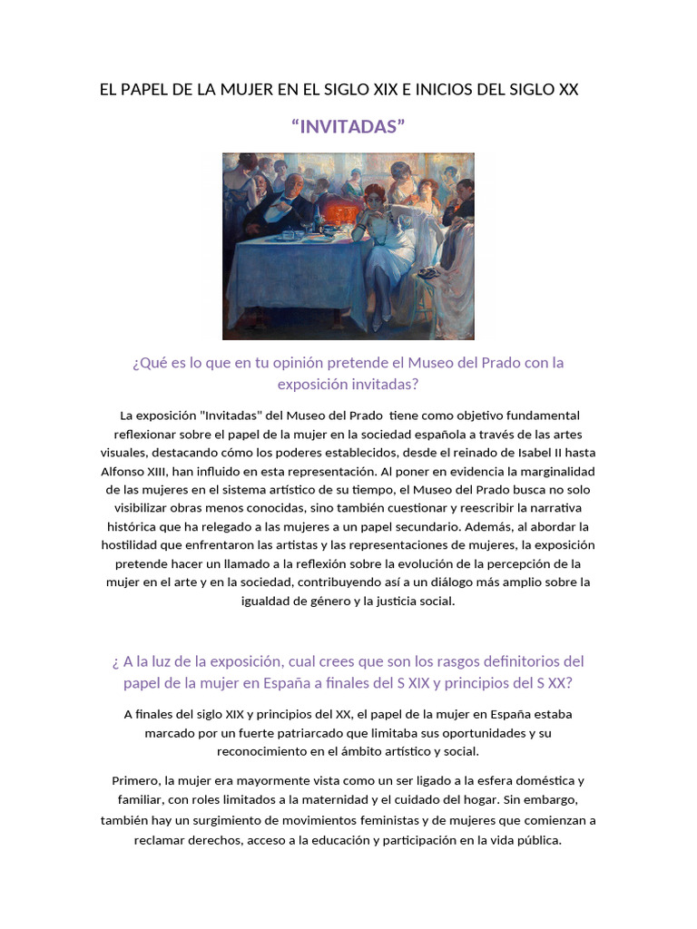 El Papel de La Mujer en El Siglo Xix e Inicios Del Siglo XX | PDF ...