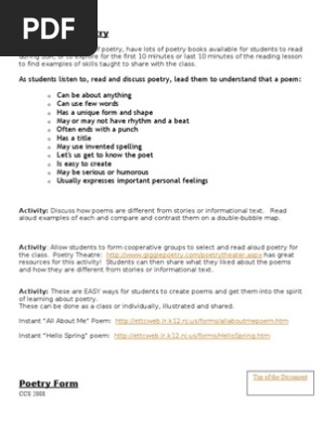 Teaching Poetry Techniques