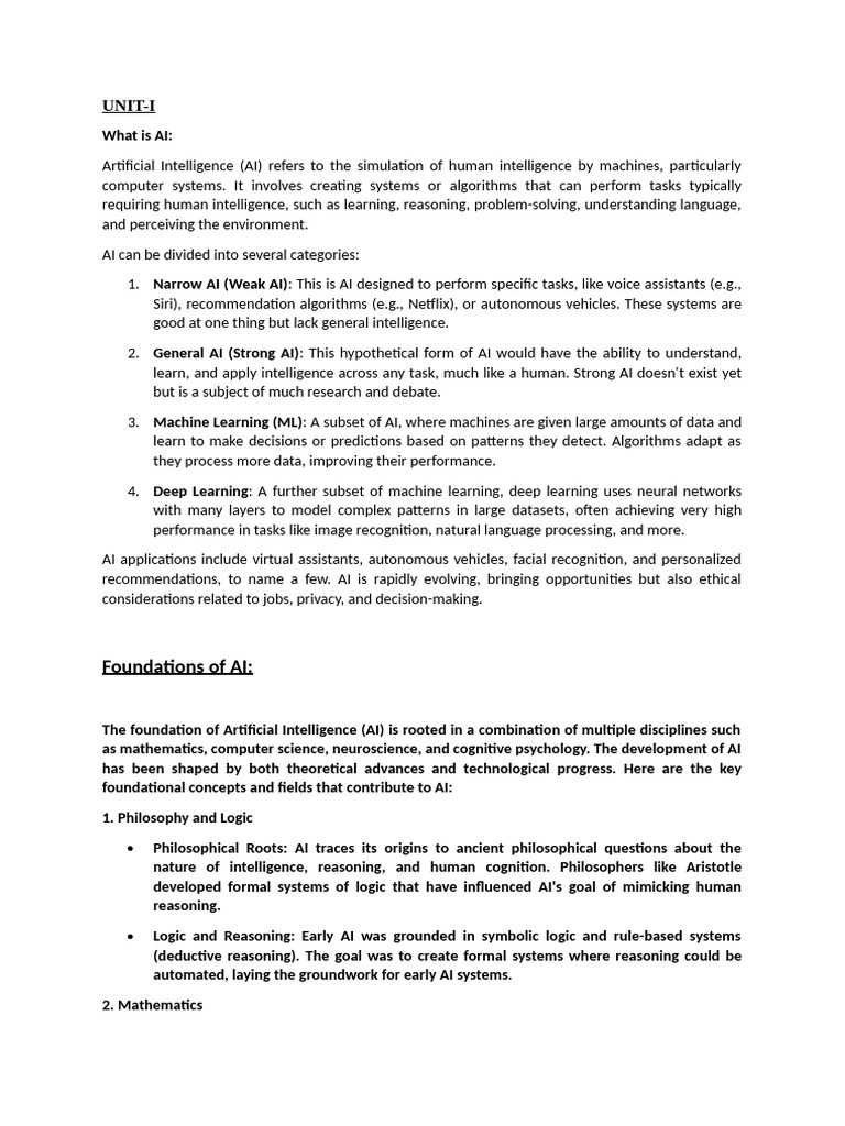 Foundations and Types of Artificial Intelligence | PDF | Artificial ...