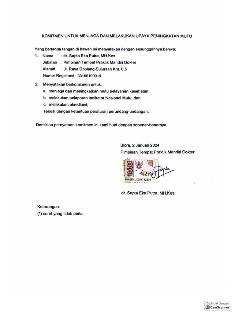 Komitmen Mutu TPMD | PDF