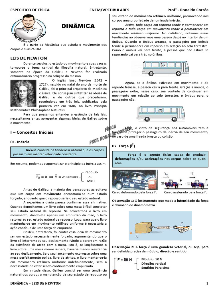 Dinâmica e Leis de Newton | PDF | Força | Leis do Movimento de Newton