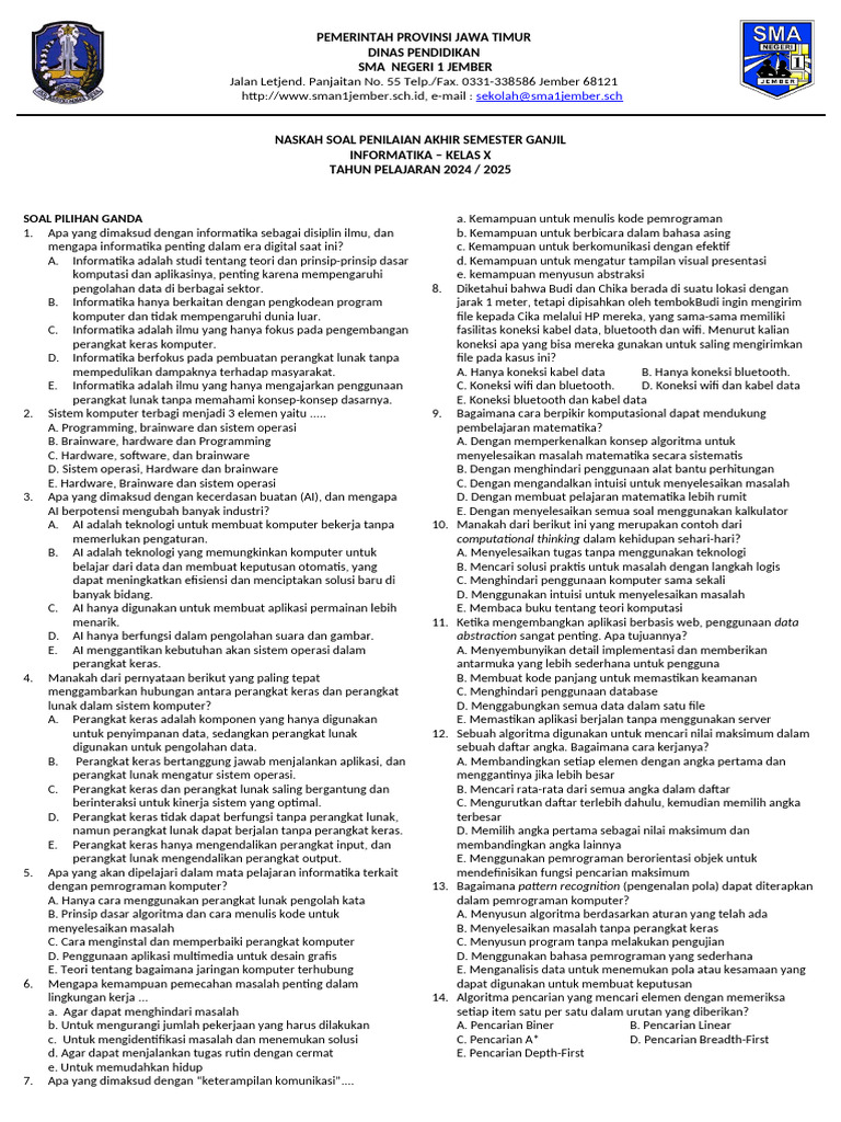 Soal Sumatif Informatika Fix | PDF