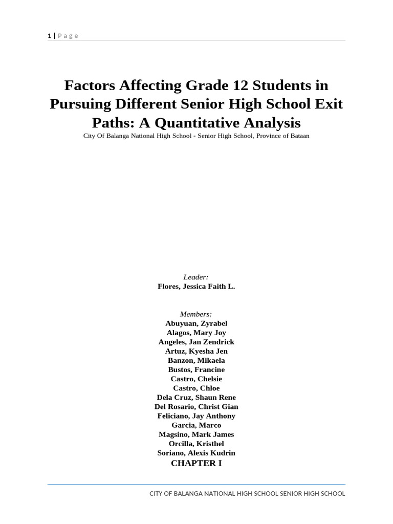 Factors Influencing Grade 12 Exit Paths | PDF | Survey Methodology ...