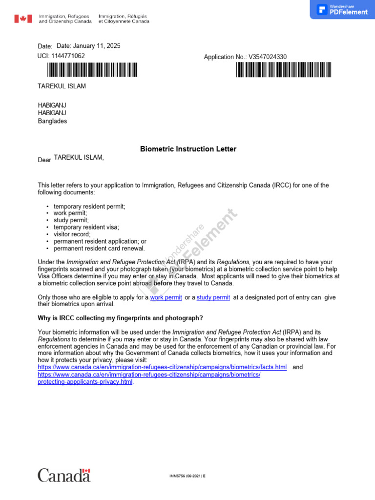 Biometric Collection Instructions for IRCC | PDF | Immigration | Human ...