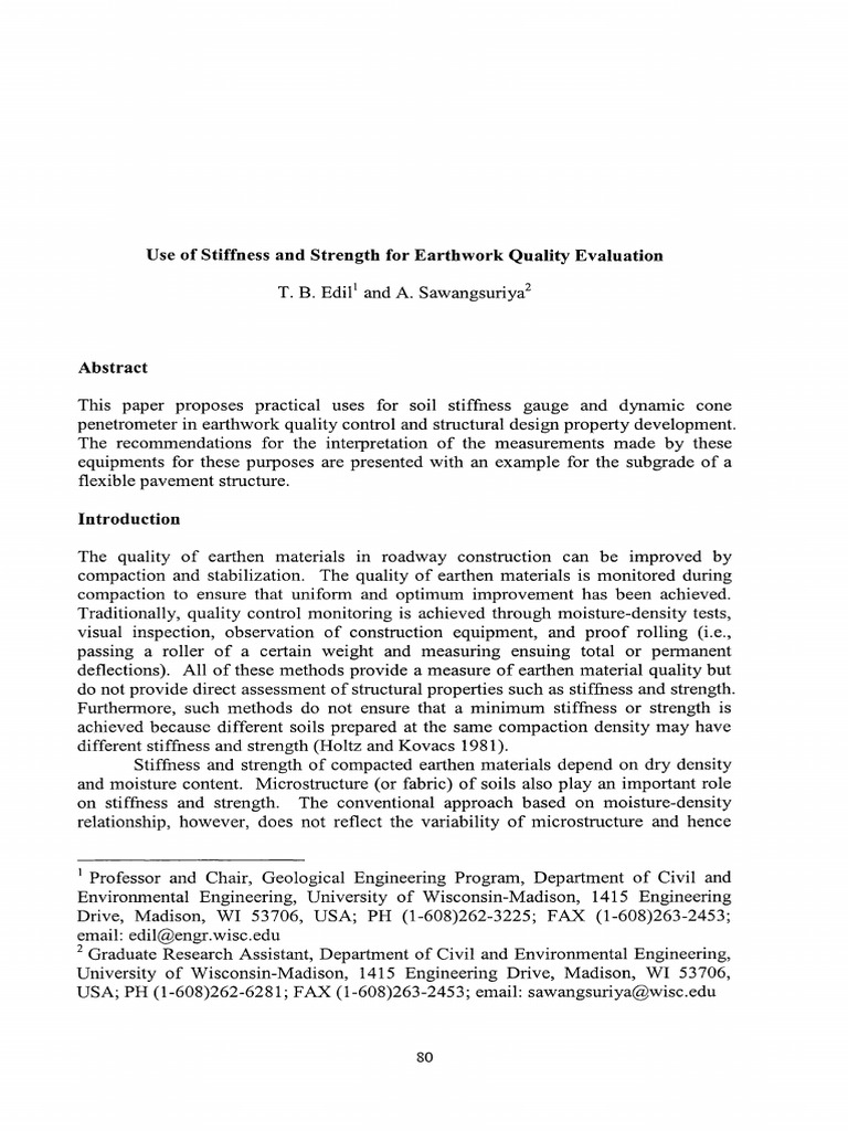 Use of Stiffness and Strength for Earthwork Quality Evaluation | PDF ...