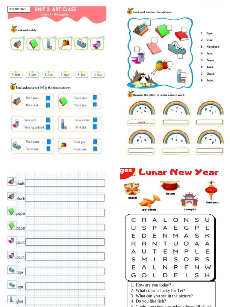 Worksheet Everybody Up Stater, 1 - Unit 2 - Lesson 1,2 | PDF