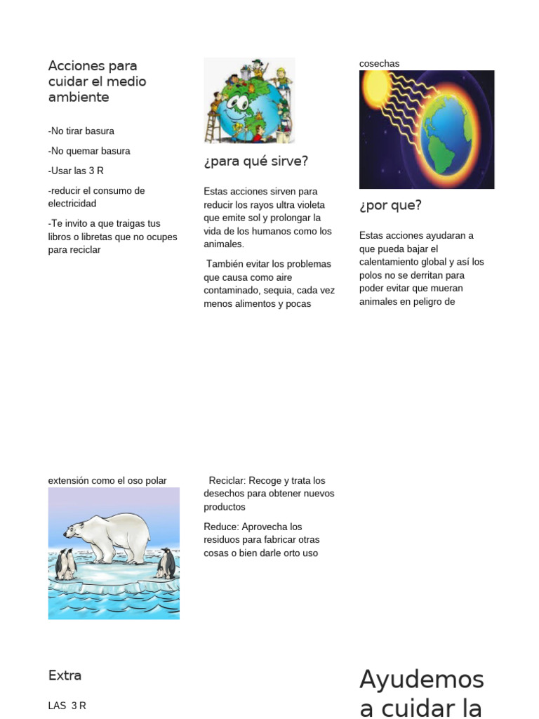 Acciones para Cuidar El Medio Ambiente | PDF