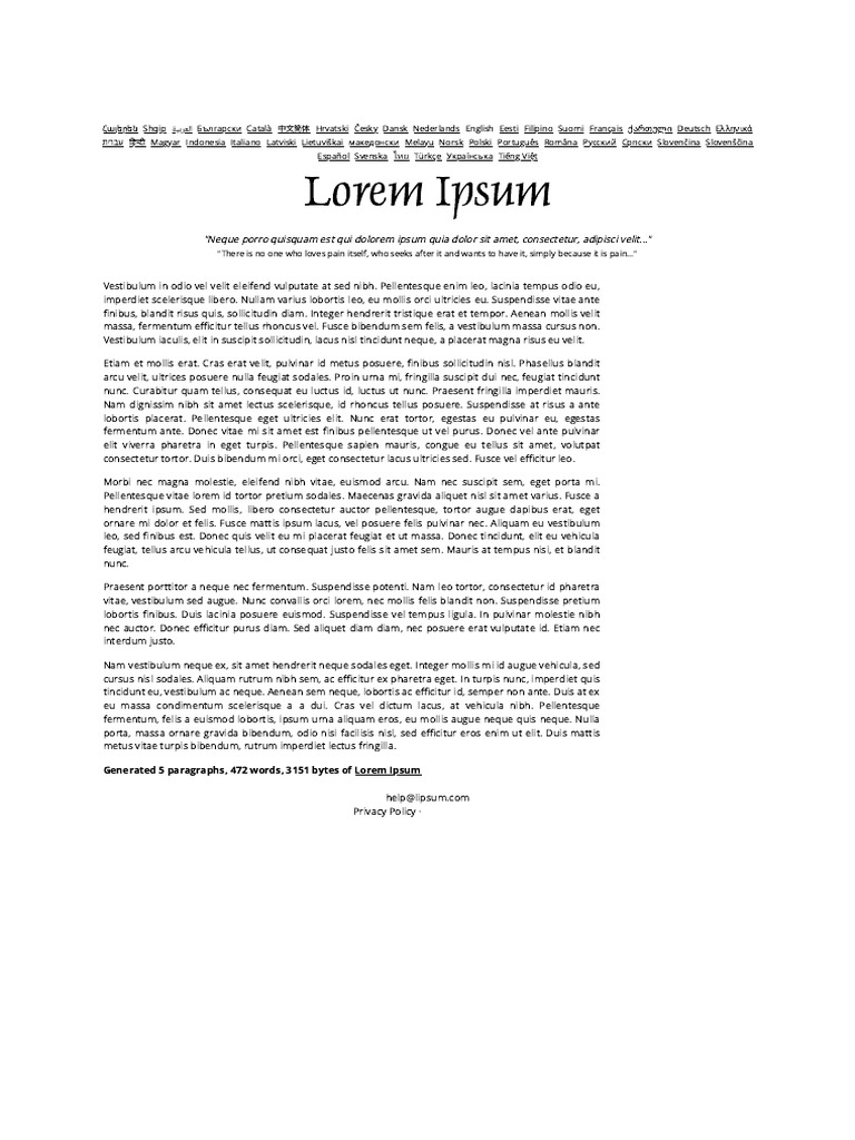 Multilingual Lorem Ipsum Generator | PDF | Paragraph | Text