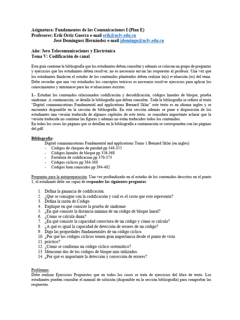Codificación de Canal en Telecomunicaciones | PDF | Detección y ...