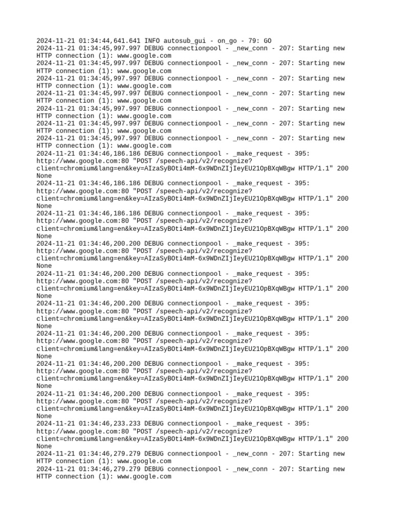 Google Speech API Connection Logs | PDF