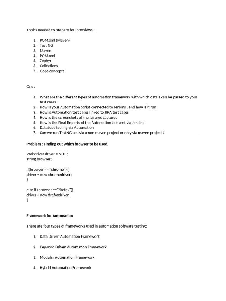Interview Prep: Automation Testing Essentials | PDF | Queue (Abstract ...
