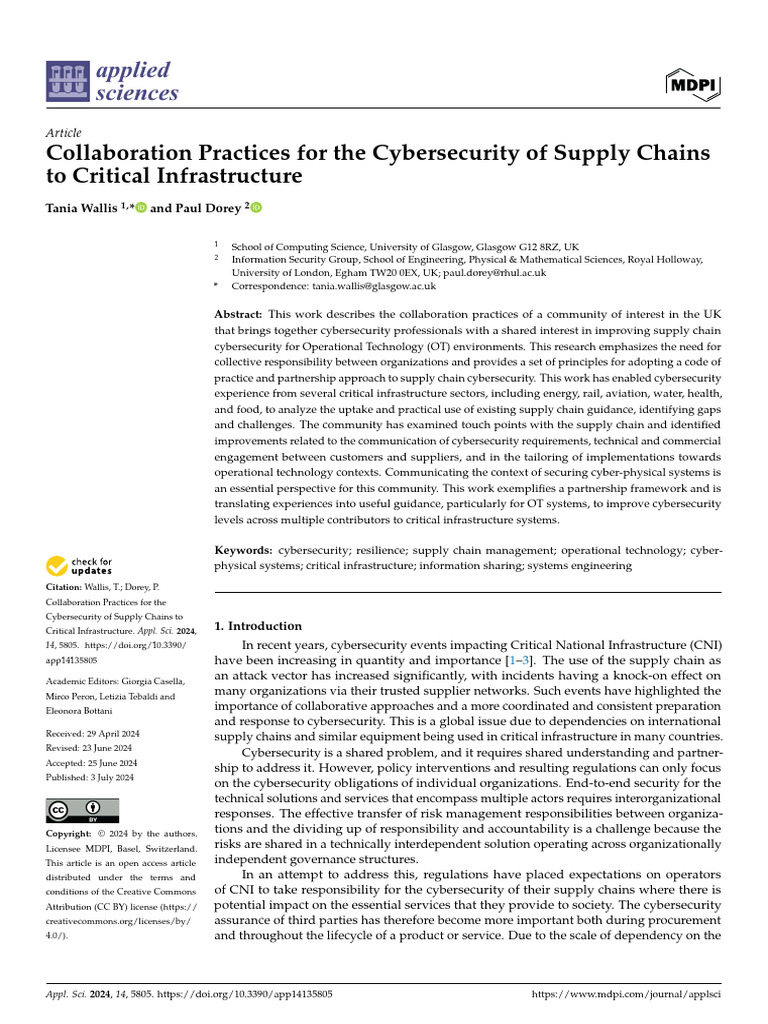 Applsci 14 05805 | PDF | Supply Chain | Computer Security