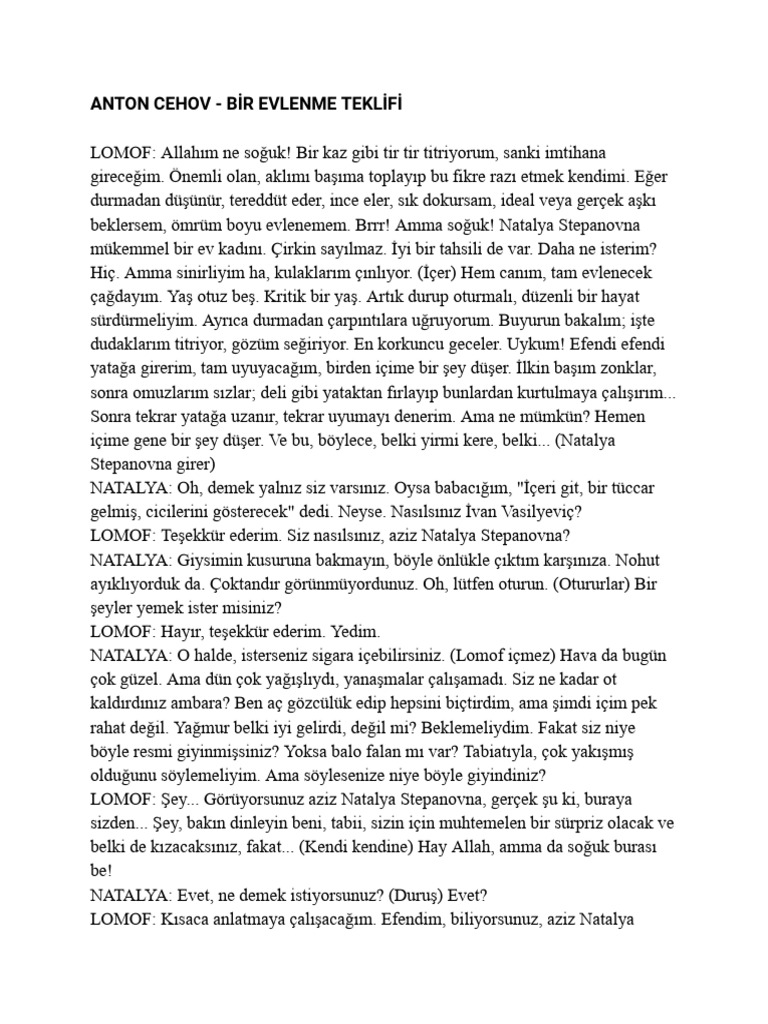 Anton Cehov - Bir Evlenme Teklifi | PDF