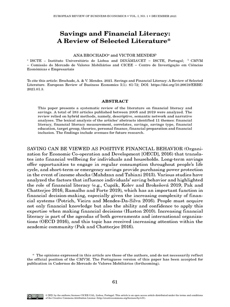 Financial Literacy and Savings Review | PDF | Financial Literacy ...