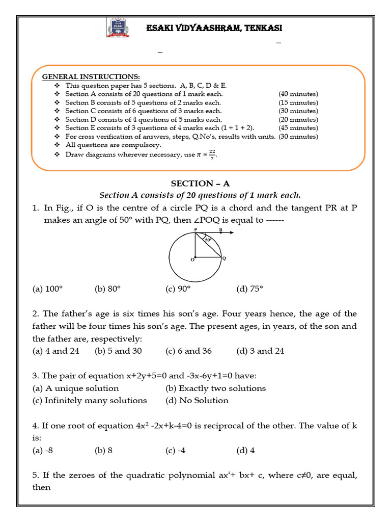 6th Grade Mathematics Exam Paper | PDF | Rectangle | Circle