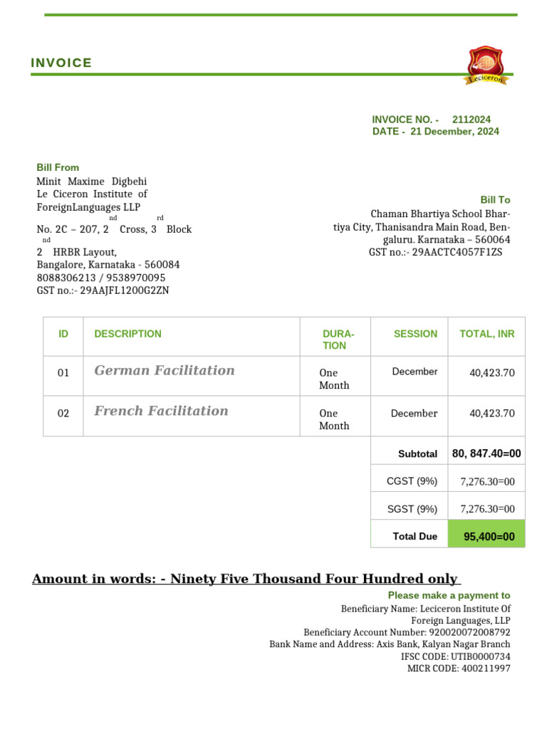 December 2024 Language Facilitation Invoice | PDF
