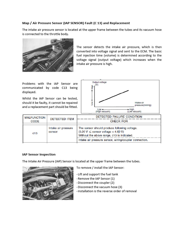 IAP Sensor Check and Replace (Fault C13) | PDF