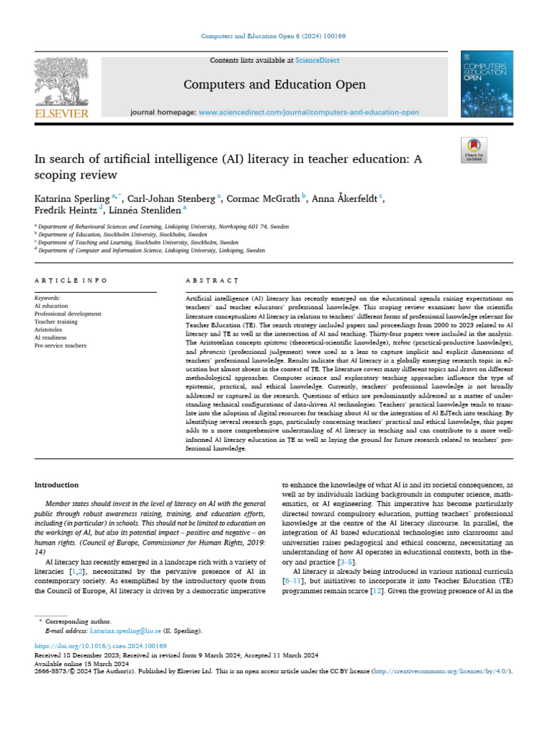 AI Literacy and Teacher Education | PDF | Artificial Intelligence ...