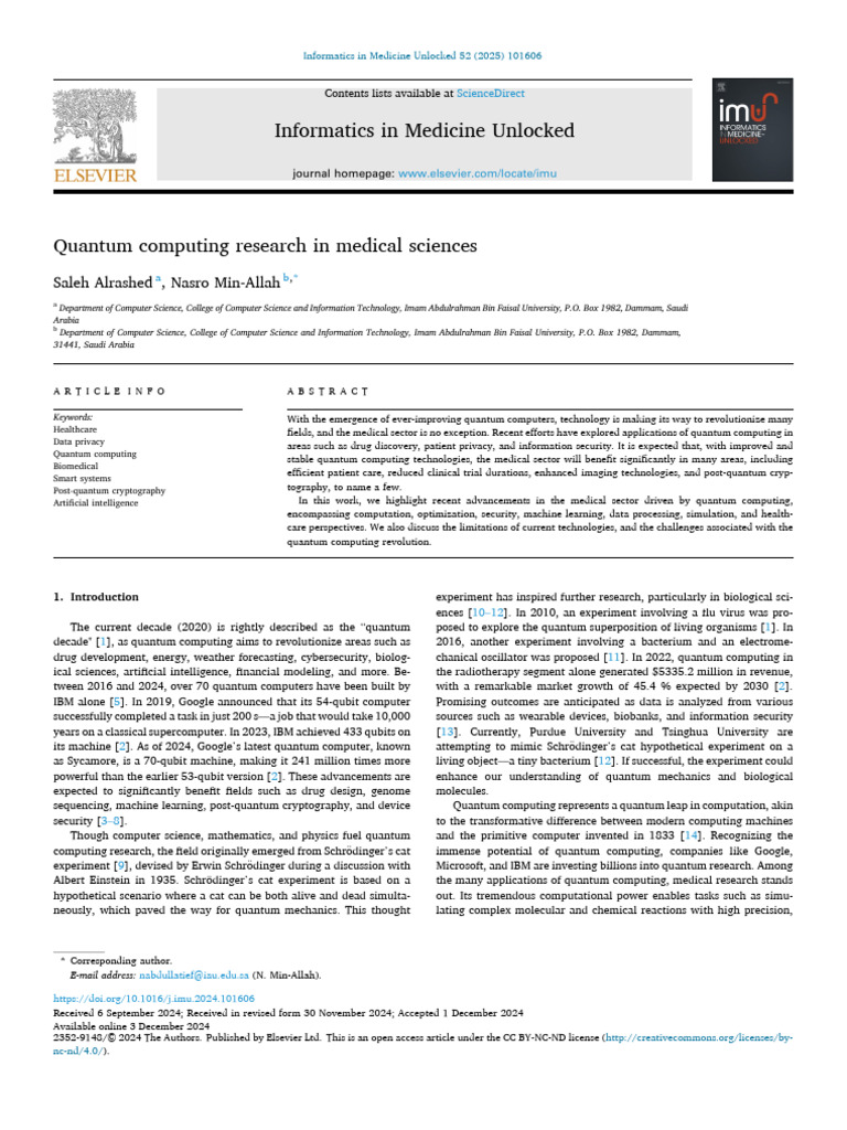 Quantum Computing in Medical Research | PDF | Quantum Computing | Computing