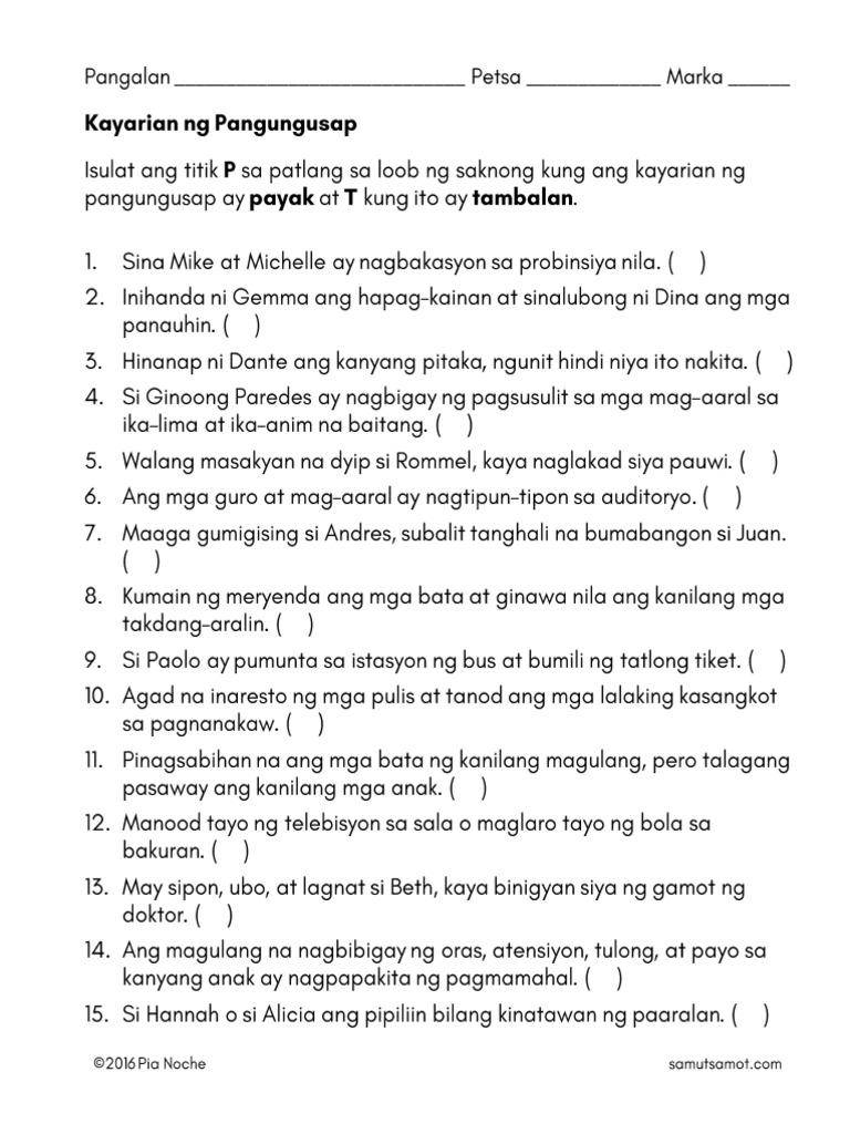 Kayarian NG Pangungusap 1 1 | PDF