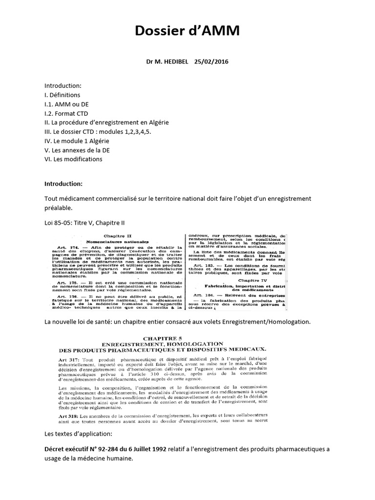 Dossier d'AMM en Algérie | PDF | Essai clinique | Pharmacologie