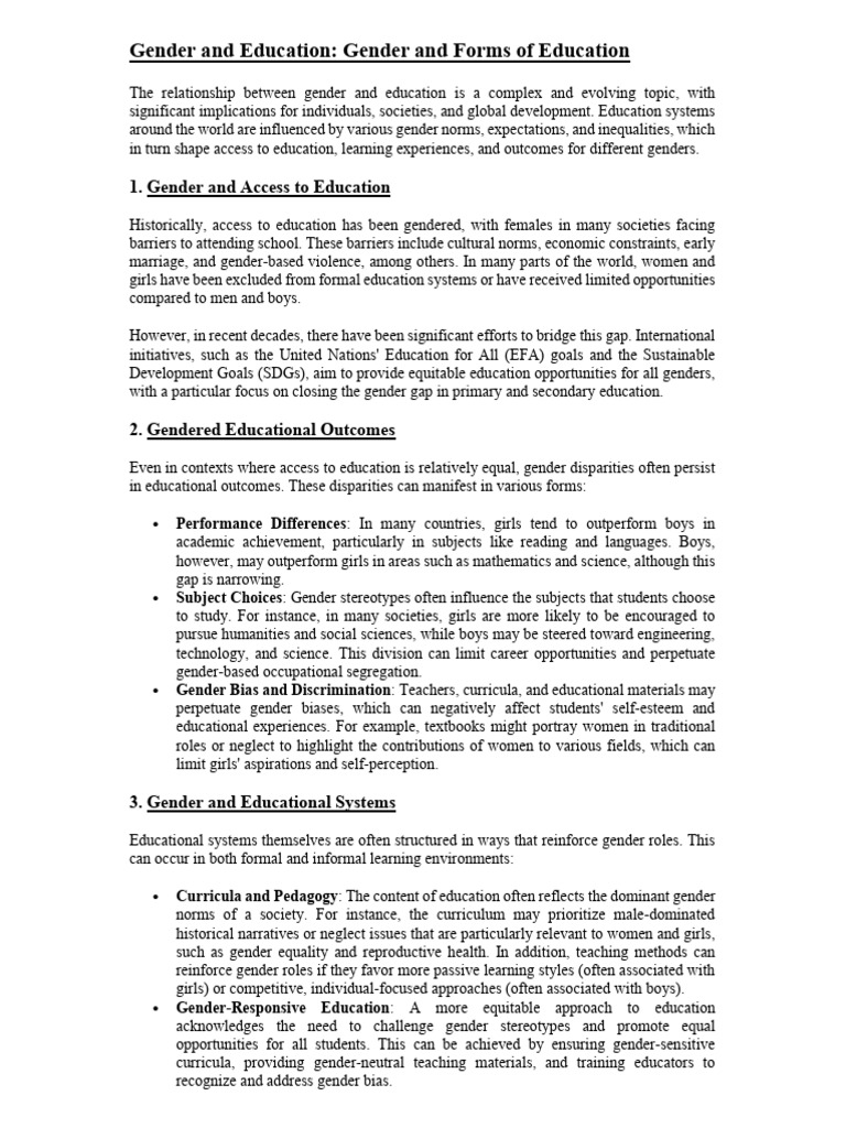 Gender and Forms of Education (Point-E) | PDF | Gender | Gender Studies