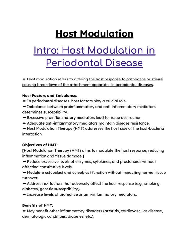 Host Modulation Therapy in Periodontal Disease | PDF | Periodontology ...