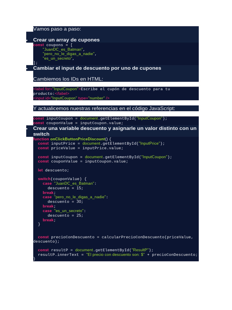 Vamos Paso A Paso | PDF | Cupón | Programación de computadoras