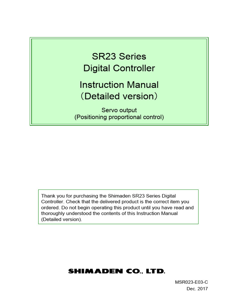 SR23 Series Digital Controller Manual | PDF | Parameter (Computer ...