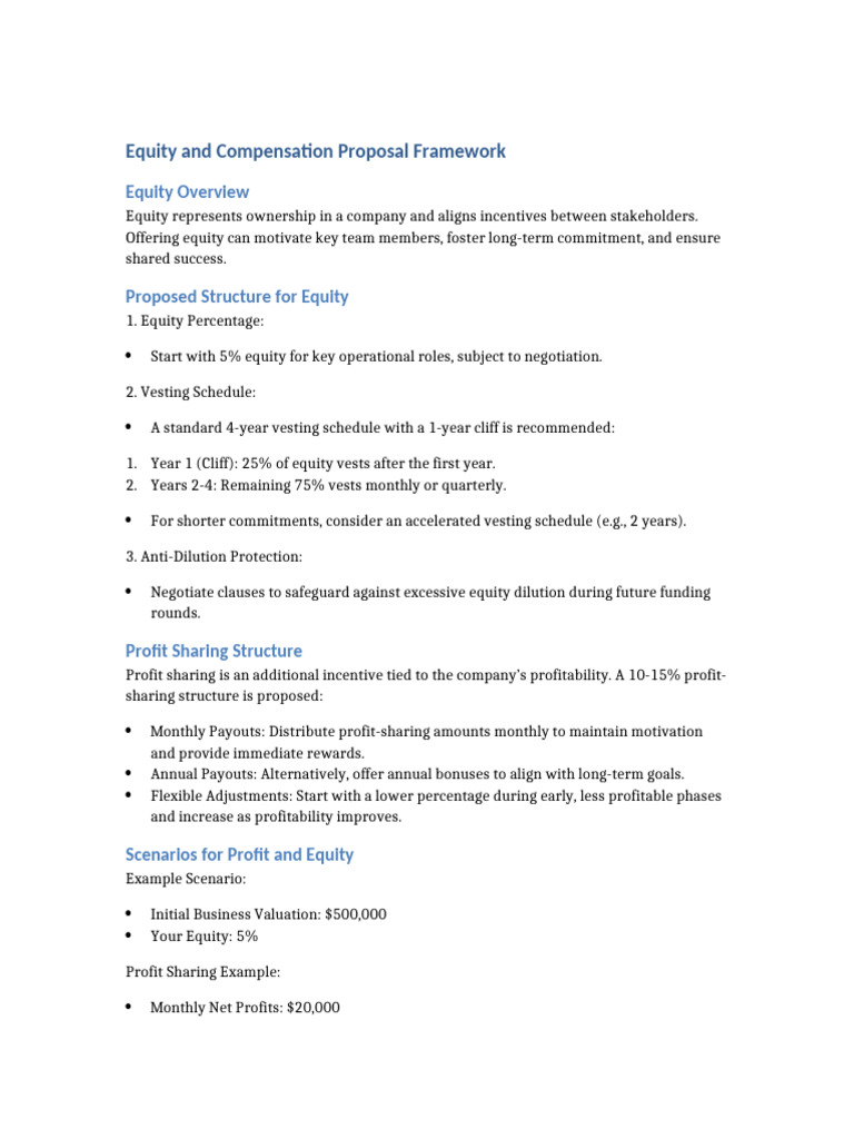 Equity and Compensation Proposal Framework Formatted | PDF