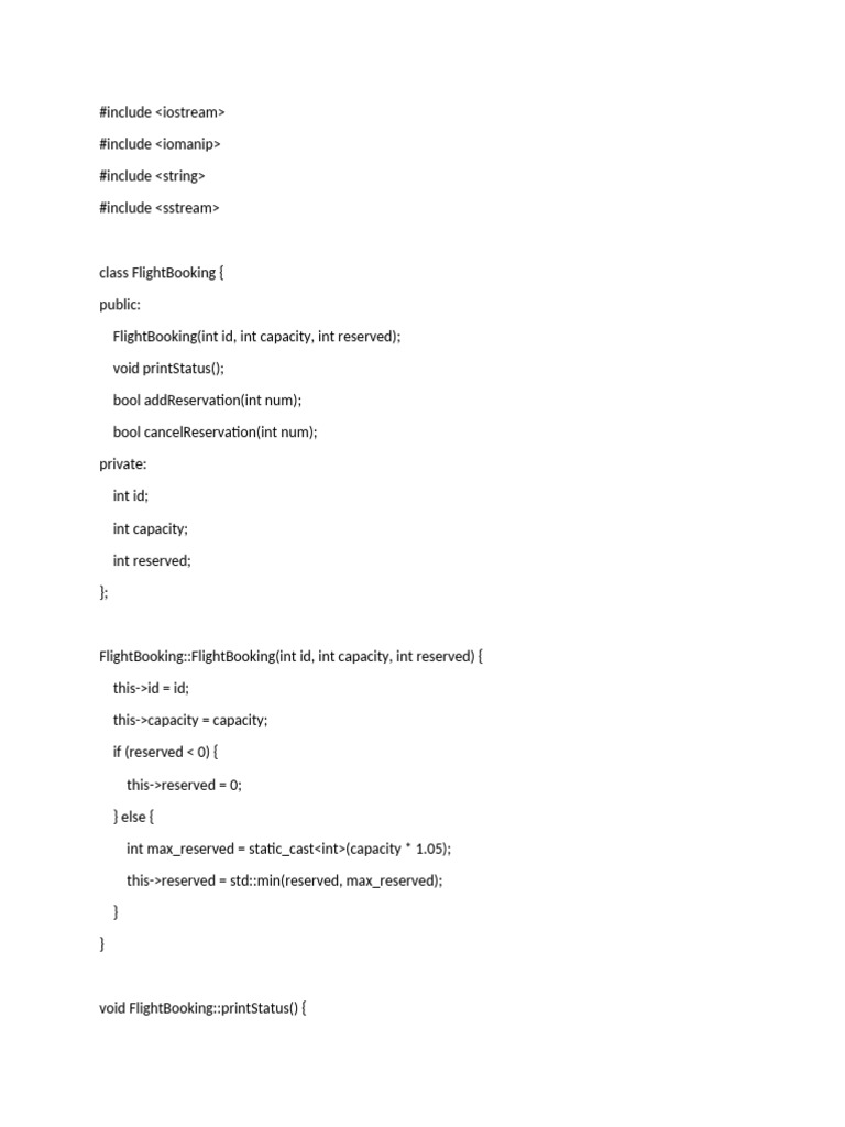 Flight Reservation System in C++ | PDF