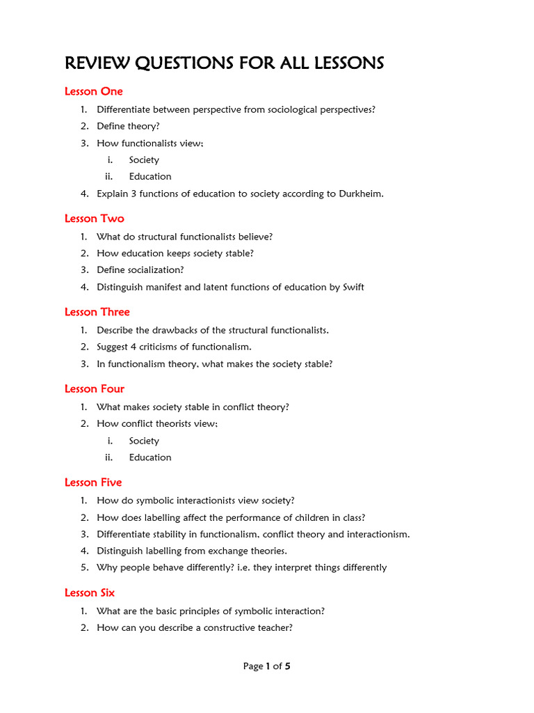 Socialoogy Review Questions | PDF | Cognition | Liberal Arts Education