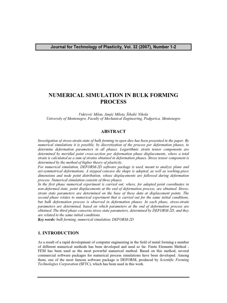 Numerical Simulation of Bulk Forming | PDF | Teaching Methods ...