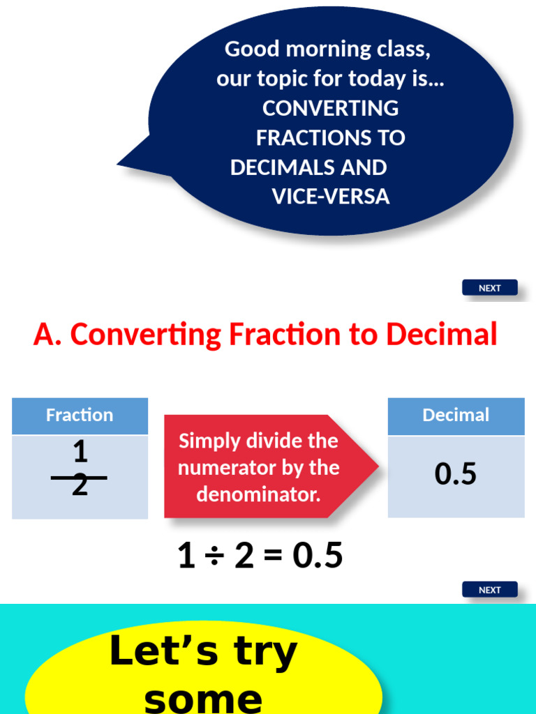 Conversion of Fraction to Decimal and Vice-versa | PDF | Decimal ...