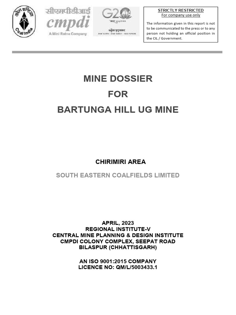 Bartunga Hill UG Mine Dossier Overview | PDF | Coal Mining | Mining