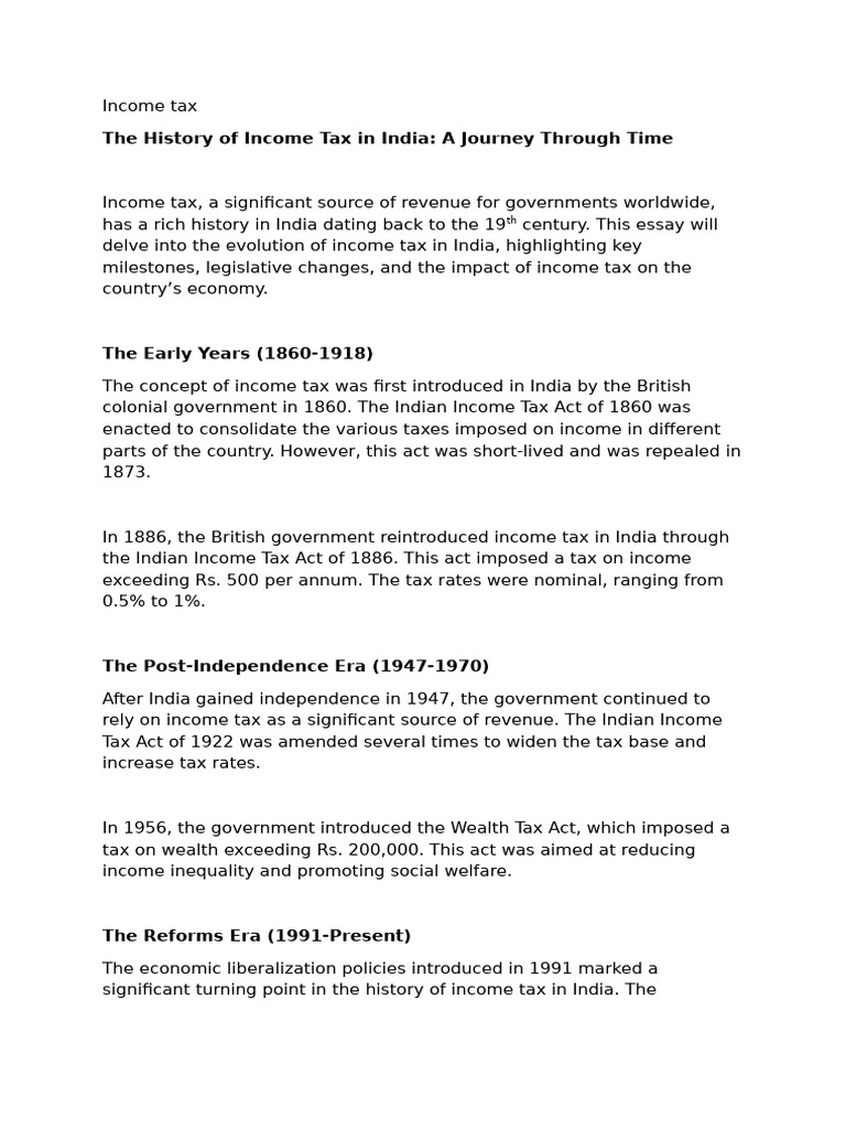 History of income tax in india | PDF | Taxes | Income