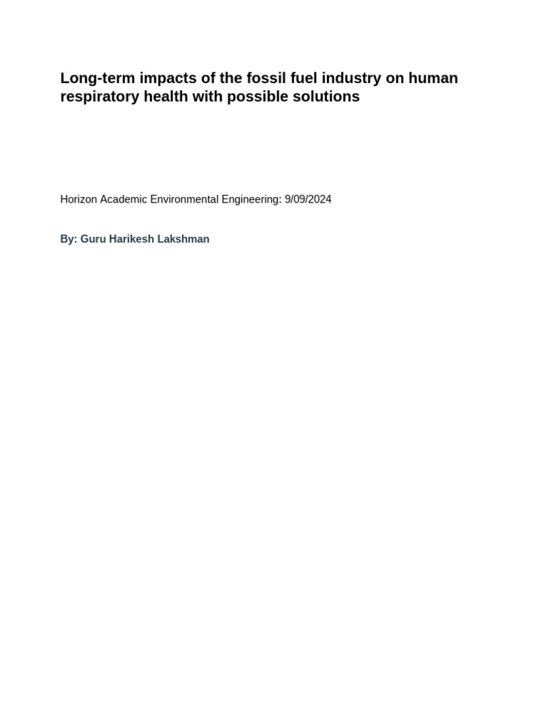 Fossil Fuels and Respiratory Health Risks | PDF | Air Pollution ...
