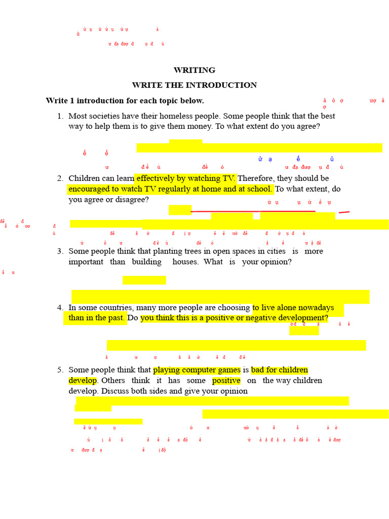 (writing) Luyện viết Introduction | PDF