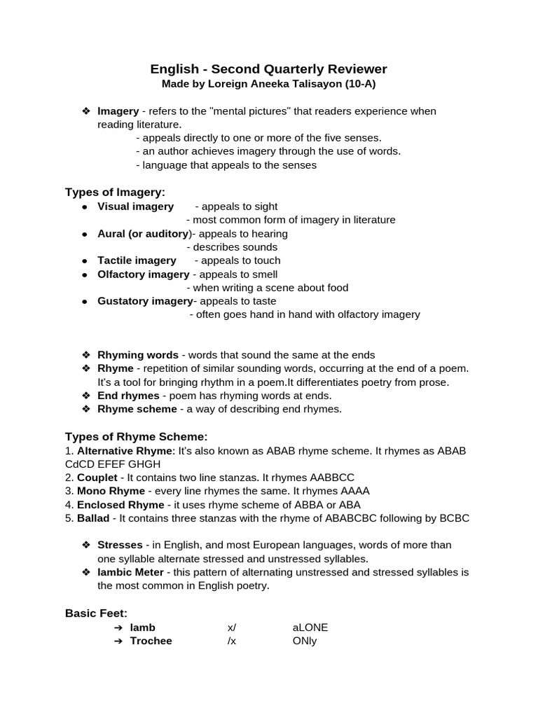 English second quarterly reviewer pdf poetry sonnets