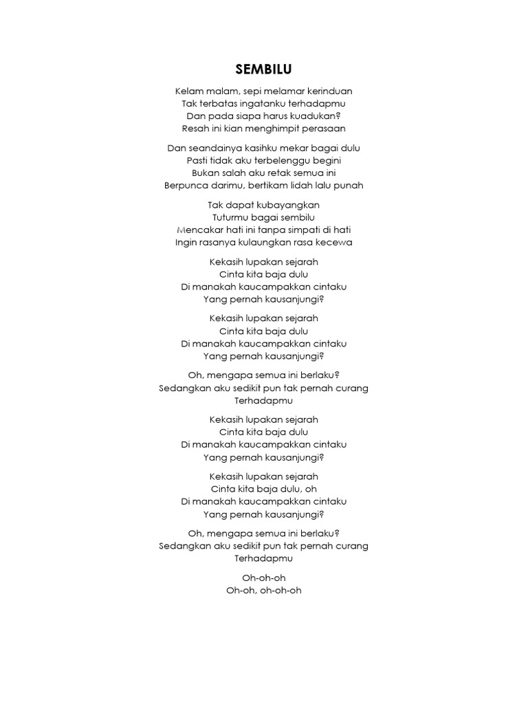 Lirik dan Chord Lagu Sembilu | PDF