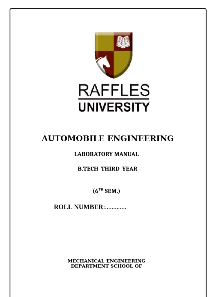 Automobile Engineering Laboratory Manual | PDF | Clutch | Manual ...